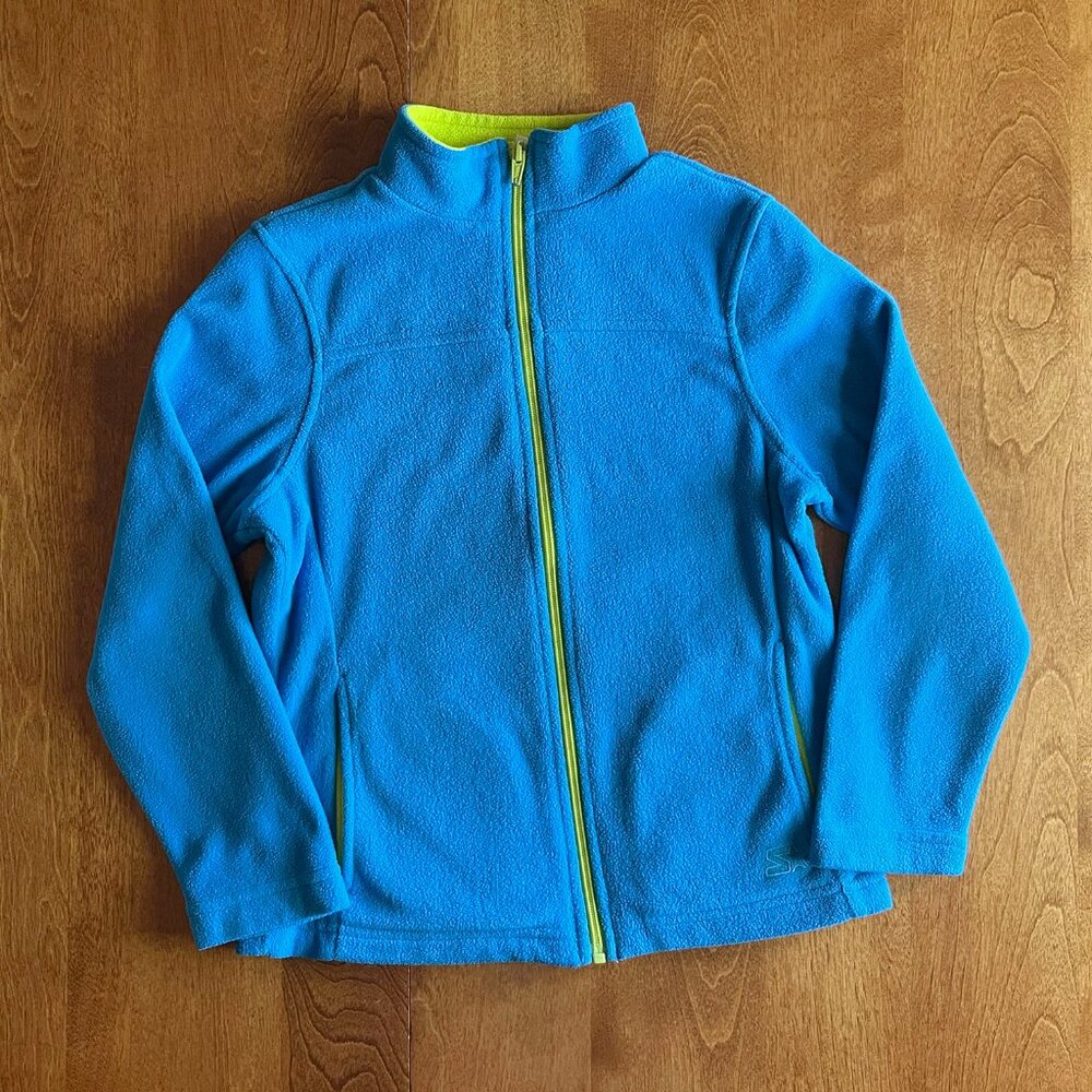 Starter turquoise and lemon-lime fleece jacket S 6-7